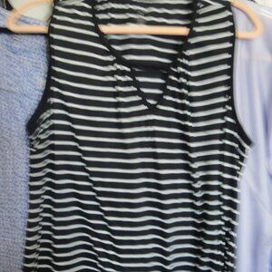Just Be 2 X Sleeveless Tank Top Black and White Stripes